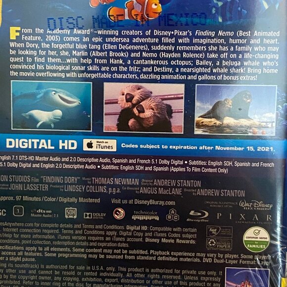 Lot of 3 Blu-ray Childrens Movie Lot - Disney Finding Dory, The Lego Movie - Picture 3 of 7